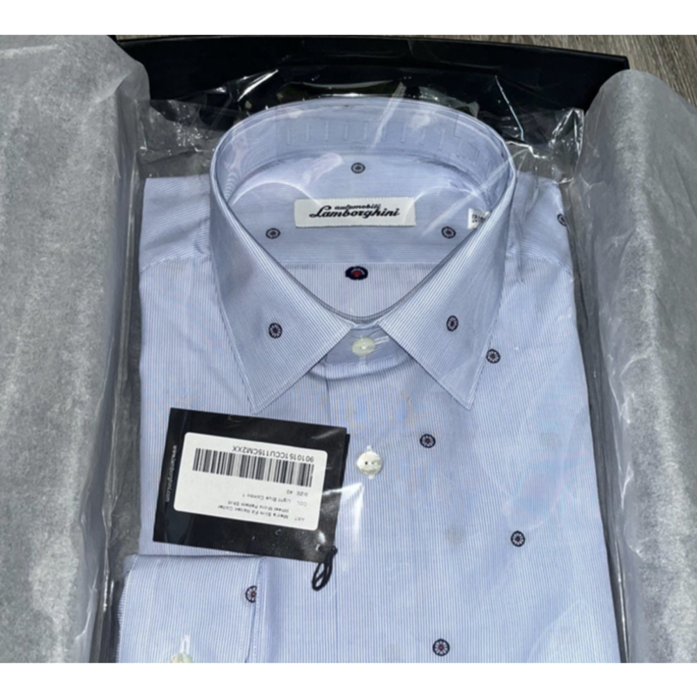 Lamborghini Huracan Car Pattern Dress Shirt Blue w colored cars French Collar 40
